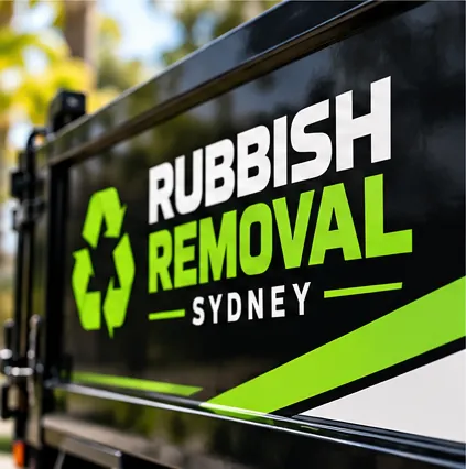Close-up of the Rubbish Removal Sydney truck branding